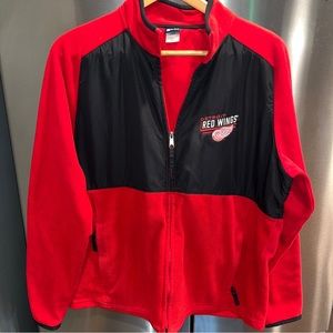 Detroit Red Wings RED black men’s large fleece JACKET Full Zip NHL Pockets coat